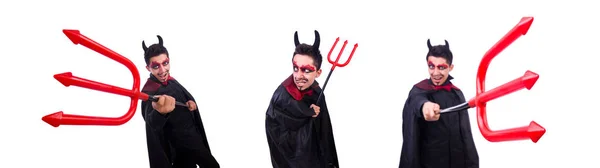 Cadılar Bayramı konseptinde şeytan kostümü giymiş bir adam — Stok fotoğraf