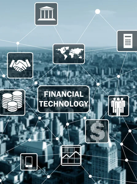 Concepto de ciudad inteligente con concepto de tecnología financiera fintech —  Fotos de Stock