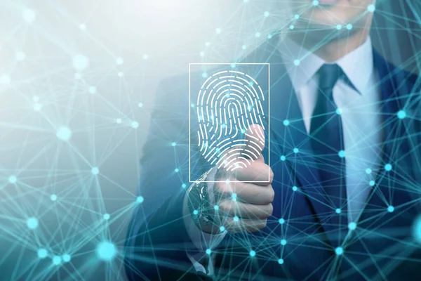 Concepto de acceso a la seguridad biométrica con huella digital —  Fotos de Stock