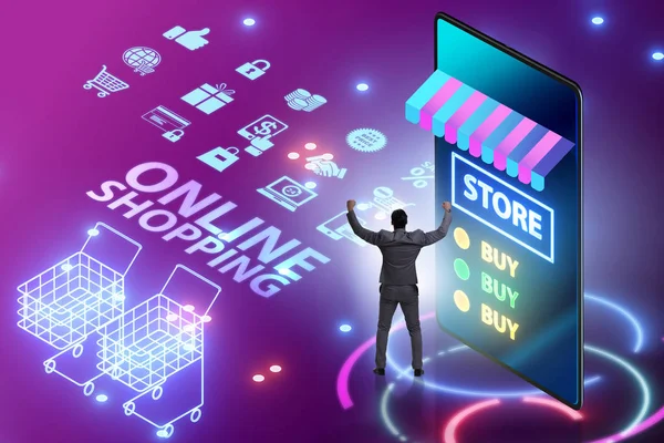 Online shopping concept met smartphone — Stockfoto