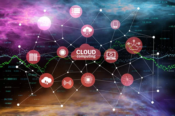 Cloud Computing Konzept - 3D Rendering — Stockfoto