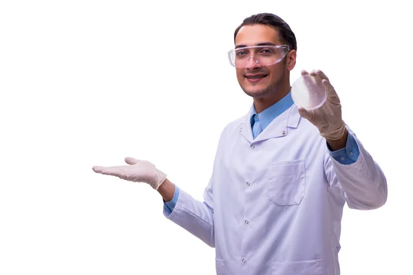 Młody chemik odizolowany na białym — Zdjęcie stockowe