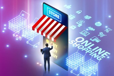 Akıllı telefonlu online alışveriş kavramı