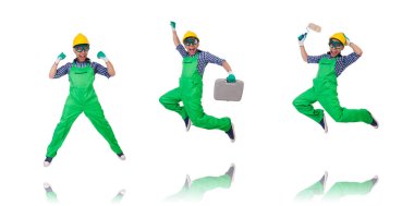 Sanayi işçisi beyaz arka planda izole edilmiş.