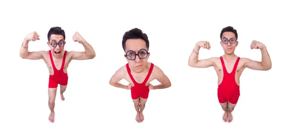 Funny wrestler isolated on white — Stock Photo, Image