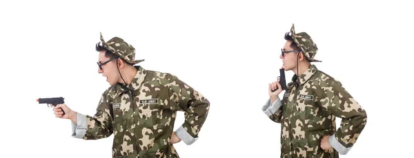 Забавні солдати ізольовані на білому — стокове фото