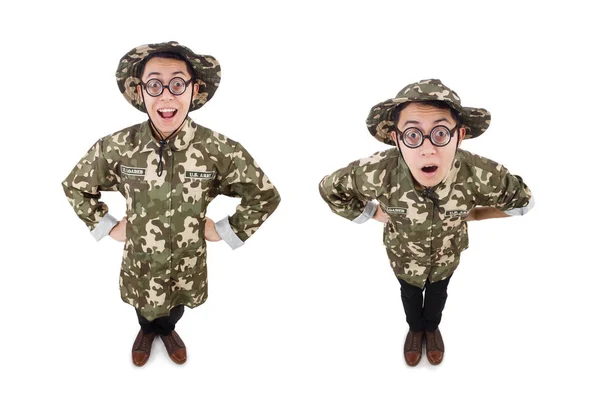 Soldado divertido en concepto militar — Foto de Stock