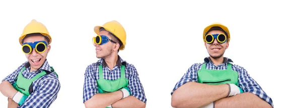 Trabajador industrial aislado en el fondo blanco — Foto de Stock