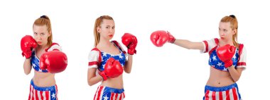 beyaz izole kadın boksör