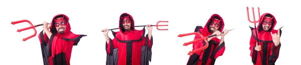 Чоловік диявол в червоному костюмі — стокове фото
