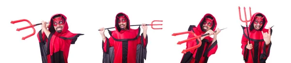 Uomo diavolo in costume rosso — Foto Stock