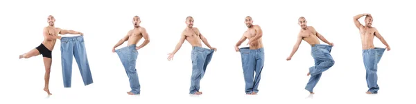 Büyük boy kot konseptiyle diyet içinde adam — Stok fotoğraf