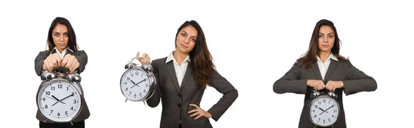 Mujer de negocios con el reloj perdido sus plazos — Foto de Stock