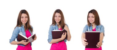 Öğrenci kız beyaz kitapları ile