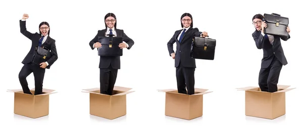 Man in thinking out of the box concept — Stock Photo, Image