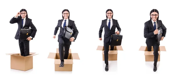 Man in thinking out of the box concept — Stock Photo, Image