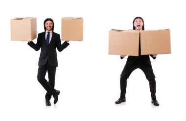 Beyaz kutulu komik adam.