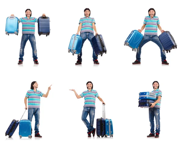 Travel vacation concept with luggage on white — Stock Photo, Image