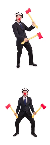 Funny clown businessman isolated on the white background — Stock Photo, Image