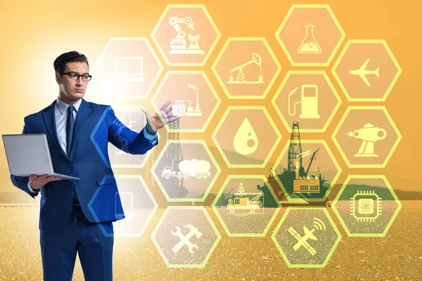 Oil worker in remote operations concept in oil industry — Stock Photo, Image