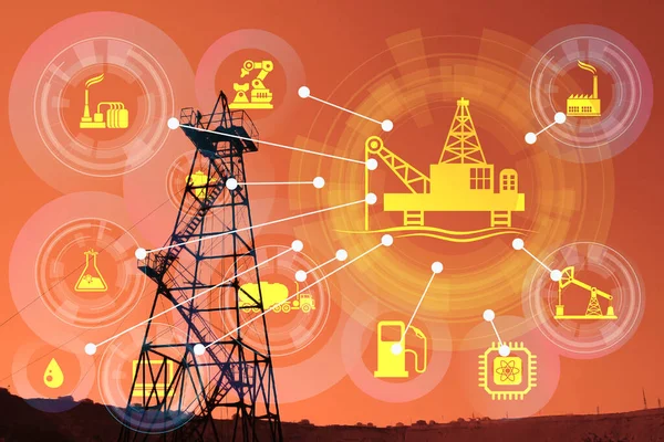 Concepto de automatización en la industria del petróleo y el gas —  Fotos de Stock