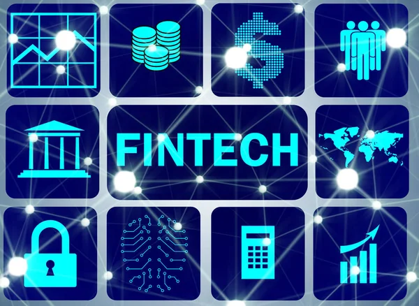 Fintech στην έννοια της χρηματοοικονομικής τεχνολογίας — Φωτογραφία Αρχείου