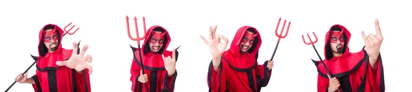 Ember ördög vörös jelmezben — Stock Fotó