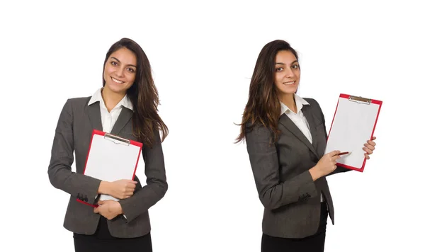 Mujer de negocios aislada en el blanco — Foto de Stock