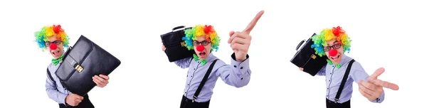 Clown zakenman geïsoleerd op wit — Stockfoto