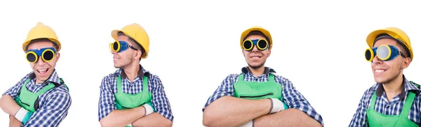 Trabajador industrial aislado en el fondo blanco — Foto de Stock