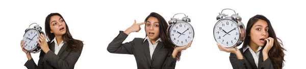 Affärskvinna med klocka missar sina deadlines — Stockfoto