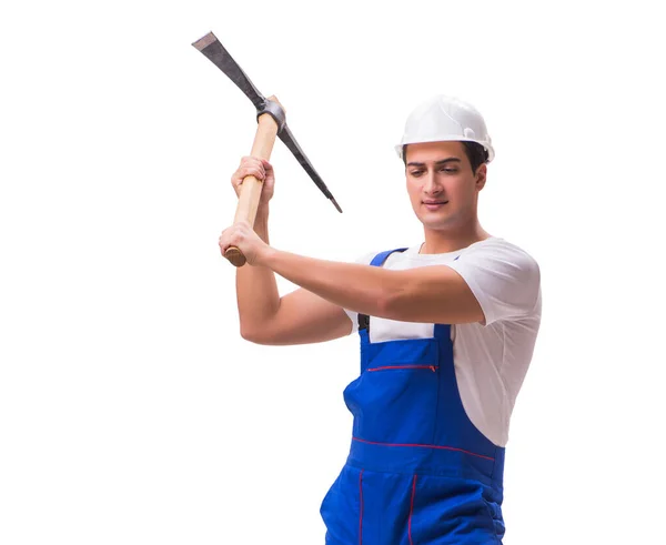 Man with axe isolated on the white — Stock Photo, Image