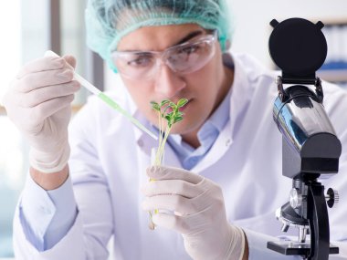 Laboratuvarda bilim adamıyla biyoteknoloji kavramı