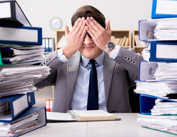 Busy businessman under stress due to excessive work — Stock Photo, Image