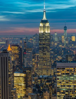 Günbatımında New York Manhattan manzarası