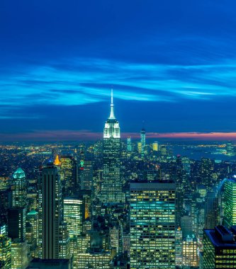 Günbatımında New York Manhattan manzarası
