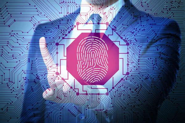 Concepto de acceso a la seguridad biométrica con huella digital — Foto de Stock