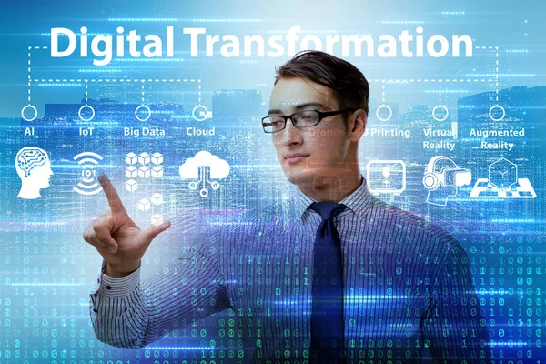 Концепція технології цифрової трансформації та цифровізації — стокове фото