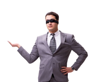 Beyaz izole blindfolded işadamı