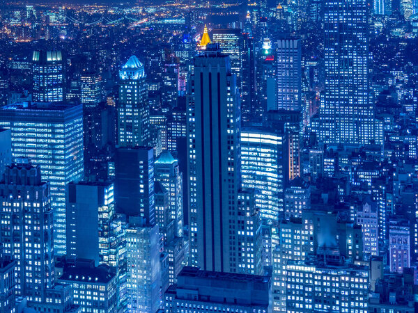 The view of new york manhattan during sunset hours