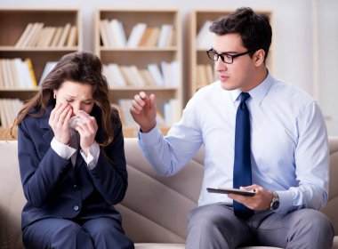 Psikolog ziyareti ile tıbbi konsept