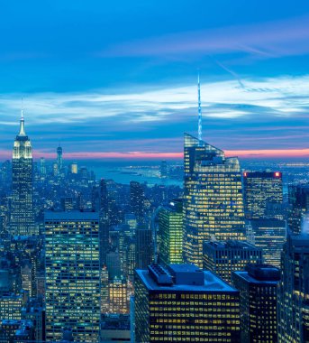 Günbatımında New York Manhattan manzarası