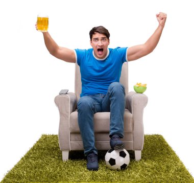 Beyaz arka plan üzerinde izole spor izleyen adamım