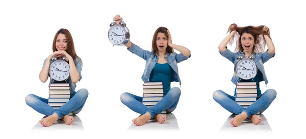 Student tjej försöker möta hennes studera deadlines — Stockfoto