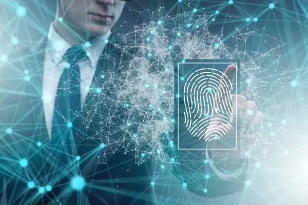 Conceito de acesso de segurança biométrica com impressão digital — Fotografia de Stock