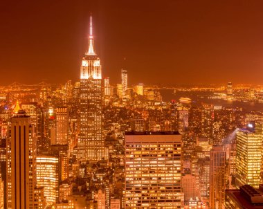 Günbatımında New York Manhattan manzarası