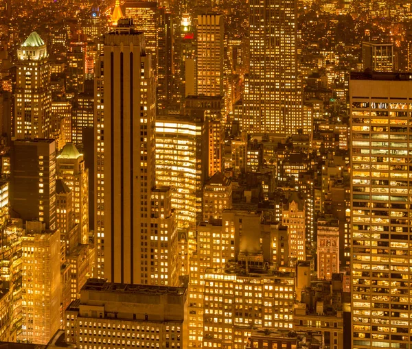 Vista noturna de Nova York Manhattan durante o pôr do sol — Fotografia de Stock