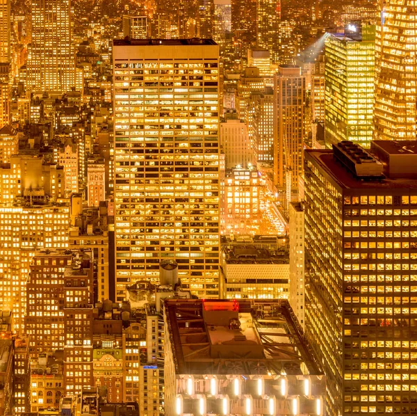 Uitzicht op New York Manhattan tijdens zonsondergang — Stockfoto