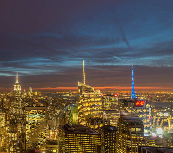 New York - DECEMBER 20, 2013: View of Lower Manhattan on December 20 in New York, USA. New York has one of the best night views