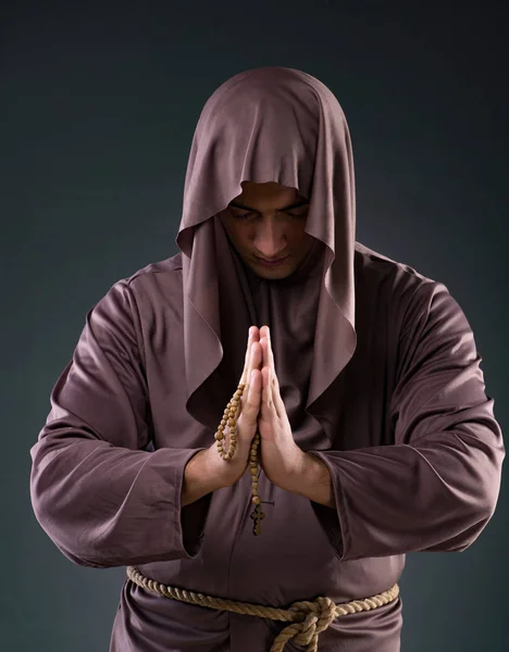 Monk in religious concept on gray background — Stock Photo, Image